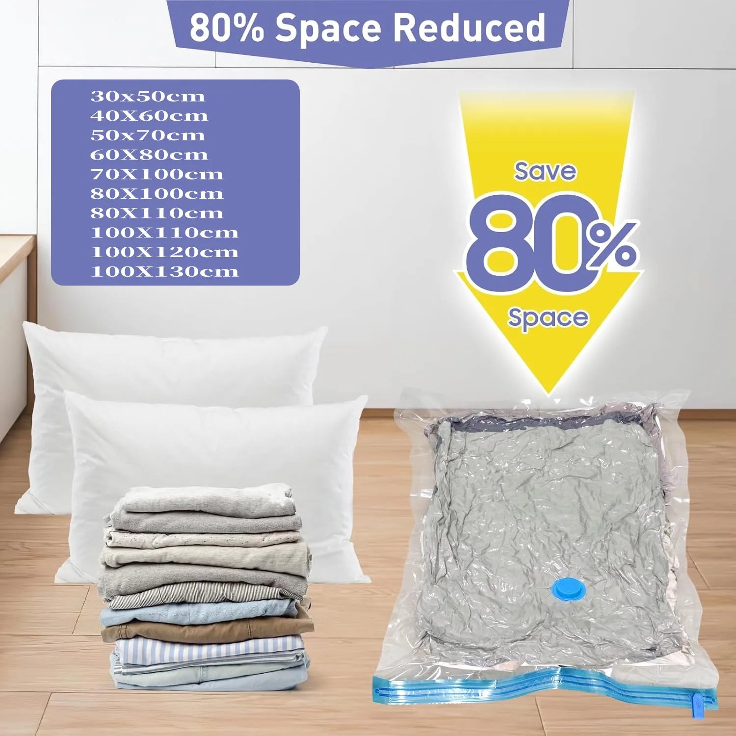 Vacuum Storage Bags Space Saver Vacuum Storage Bags, Vacuum Seal Bags for Clothing, Clothes, Comforters and Blankets
