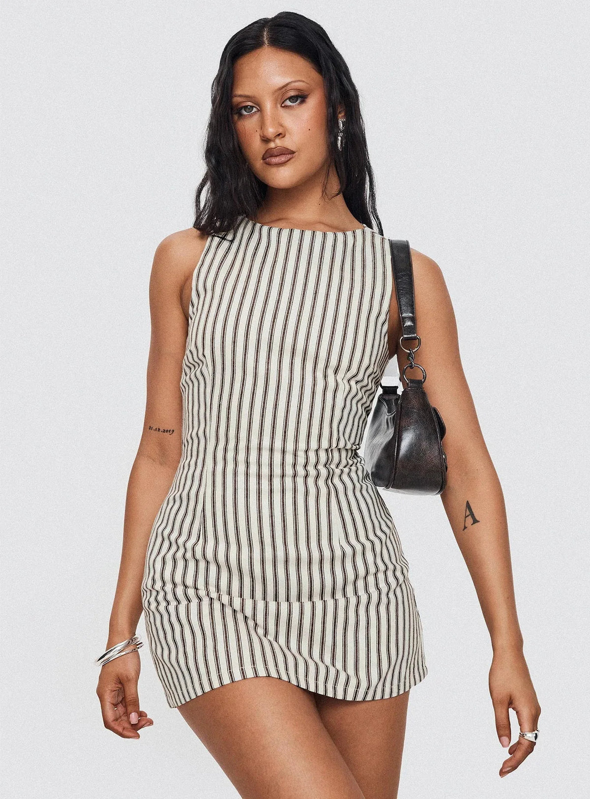 Women's Striped Sleeveless Crew-Neck Dress