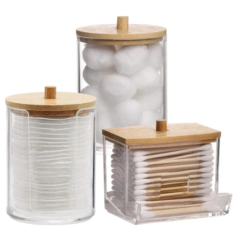 Bathroom Cotton Swab & Cotton Ball Organizer Set