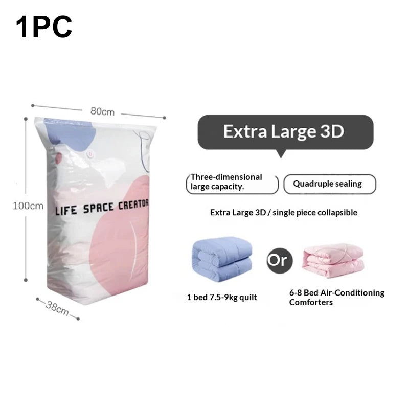 Large No-Pump Vacuum Compression Storage Bags