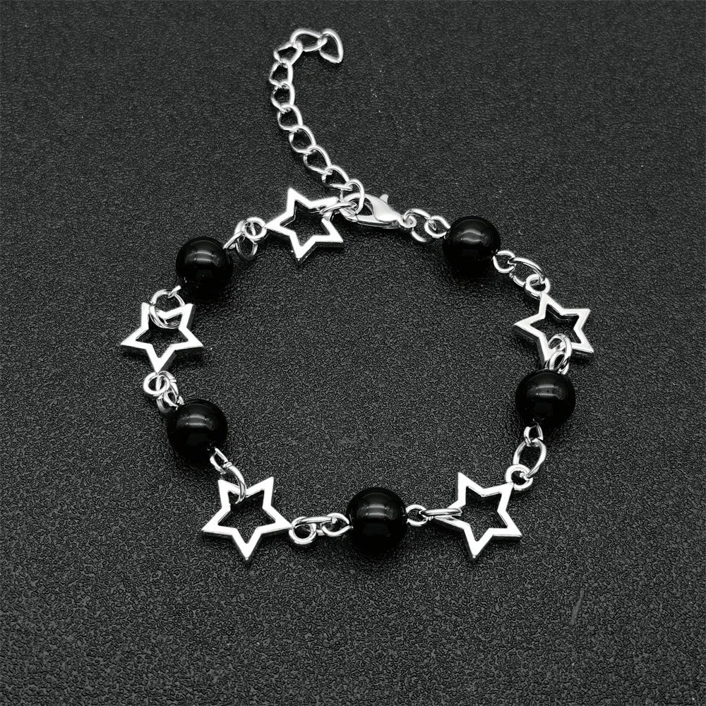 Vintage Punk Star Bead Chain Bracelet