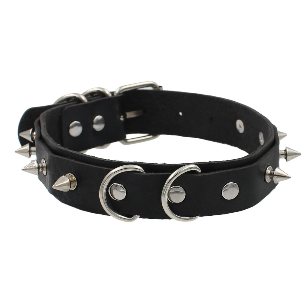 Choker Collar Necklace Woman Black Punk Sexy PU Leather Heart Lock Key Spike Chocker Gothic Cosplay Accessories Party Jewelry