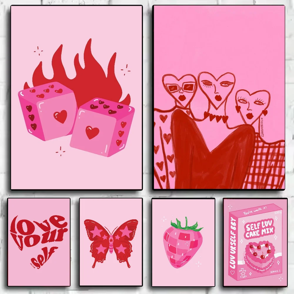 Pink Hot Girl Y2K Waterproof Wall Poster