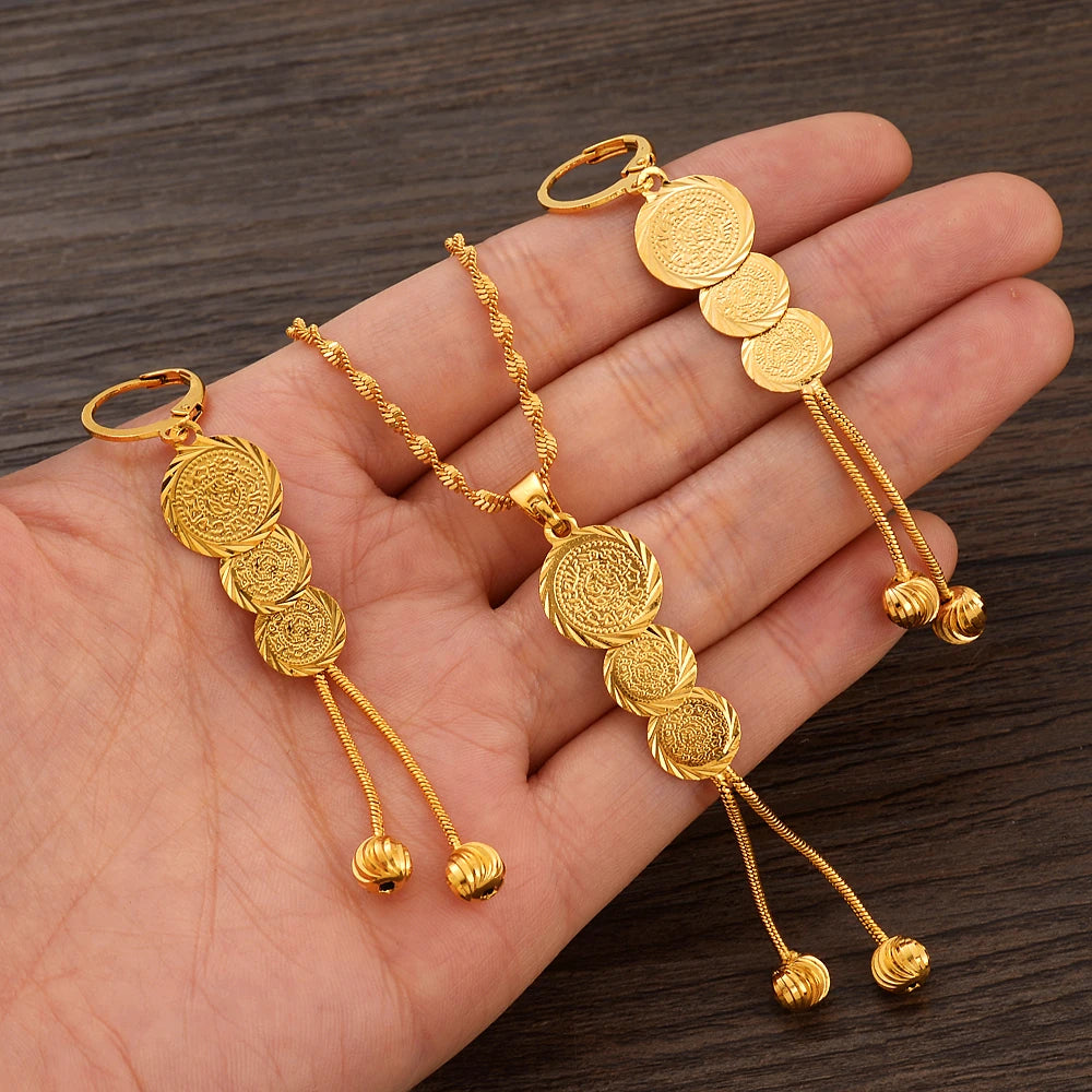 Women's Gold-Color Necklace & Earring Set