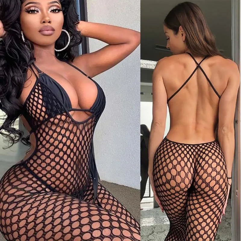 Sexiest Fishnet Bodysuit Women Crotchless Tights Pornstar Lingerie See Through Bodystockings Erotic Mesh Nightclub Sexy Costumes