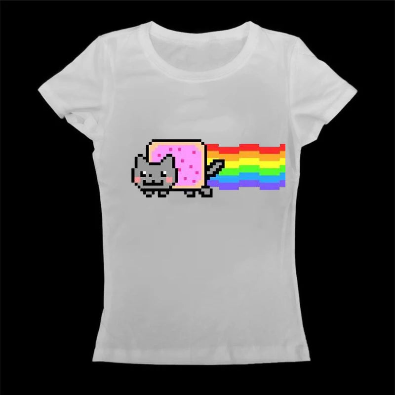 2000s Letter & Star Slim-Fit Baby Tee
