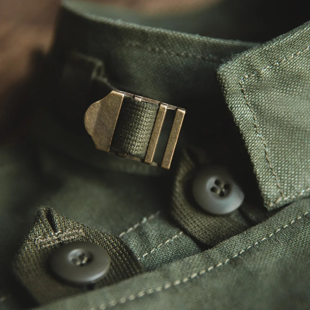 Maden Retro 16oz Canvas Swedish Motorcycle Green Jacket Pocket Bomber Jacket Casual Hunting Work Outwear for Men Spring and Fall