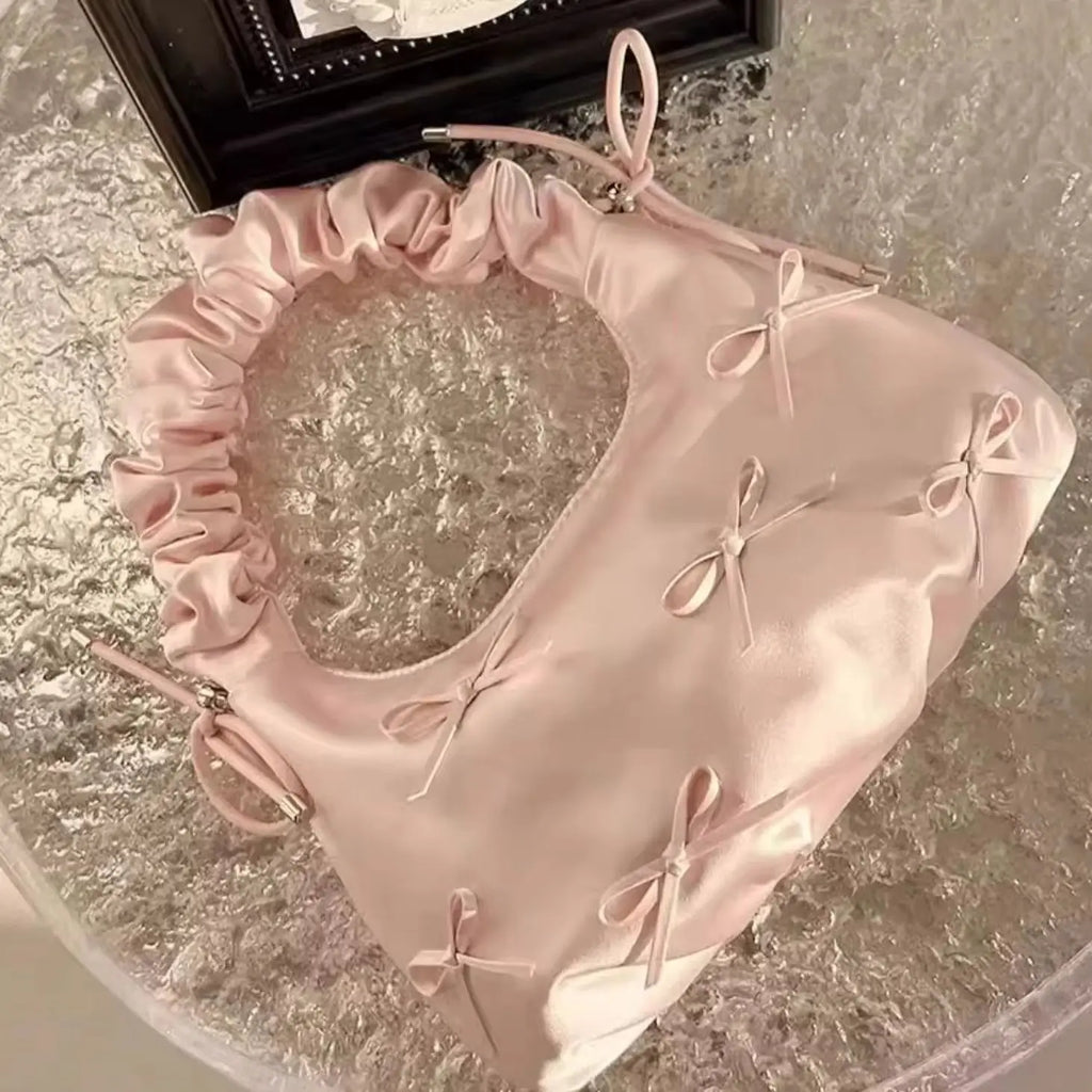 Coquette Bow Satin Hobo Bag
