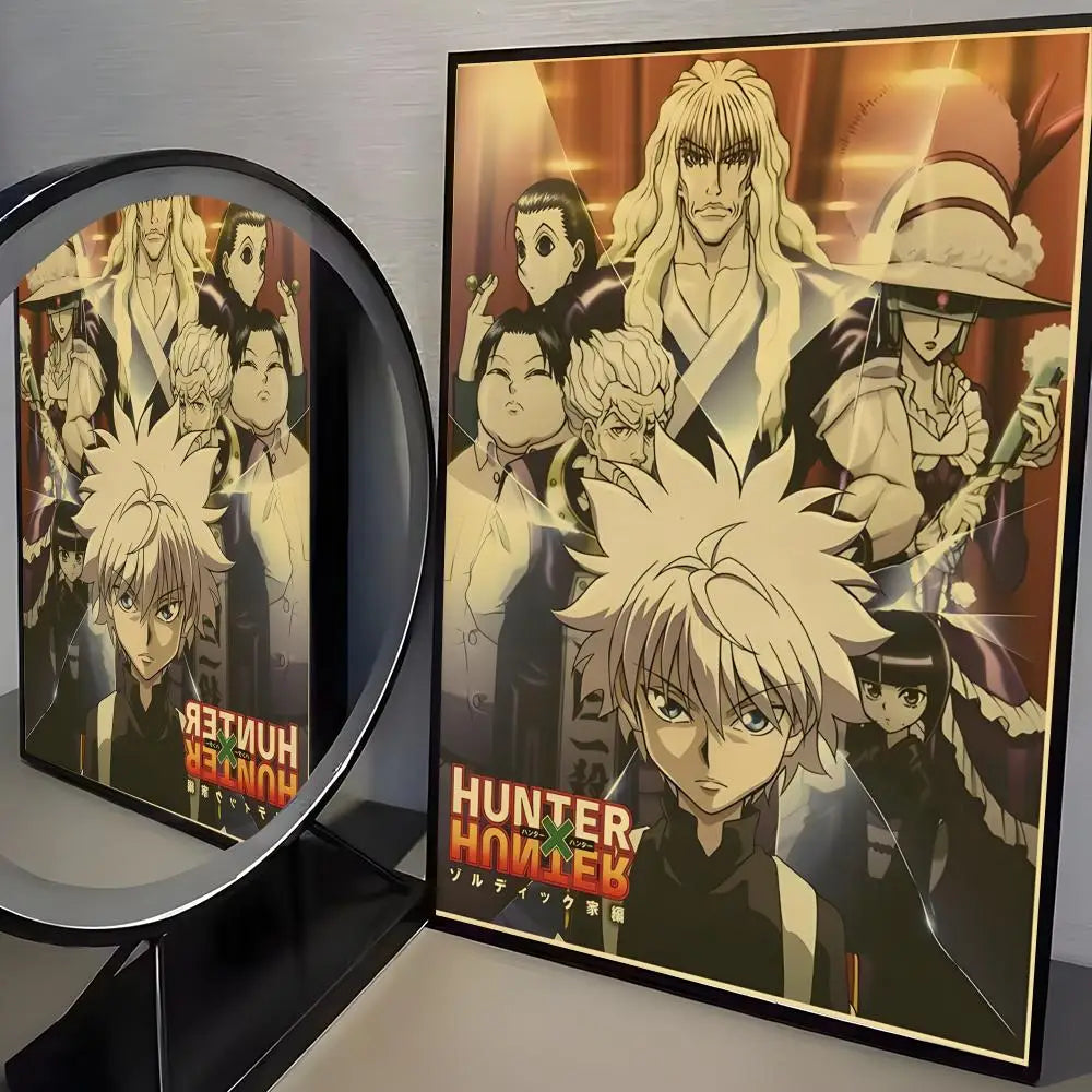 Anime H-Hunter X Hunter Poster Stickers Mural Painting Self-Adhesive Wall Decals for Bedroom Living Room Home HD Decor Gift