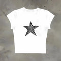 Grunge Star Print Y2K Crop T-Shirt
