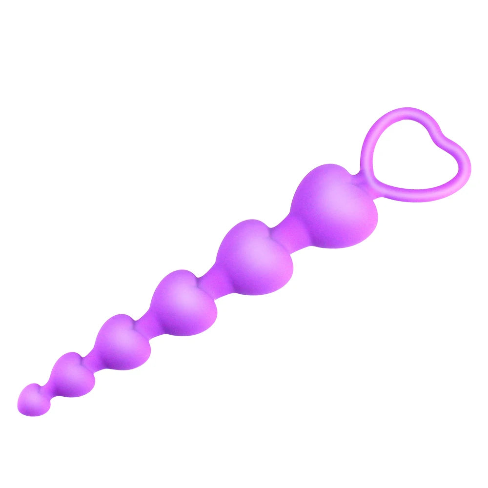 Flexible Heart-Shaped Silicone Anal Bead Chain
