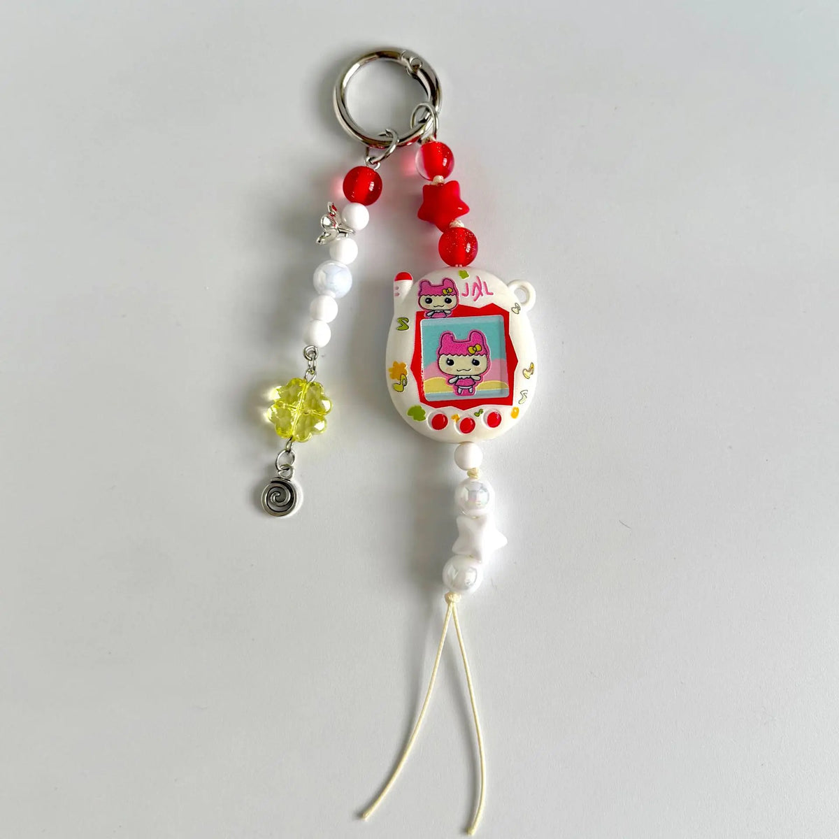 Tamagotchi Beaded Phone Strap with Acrylic Charm