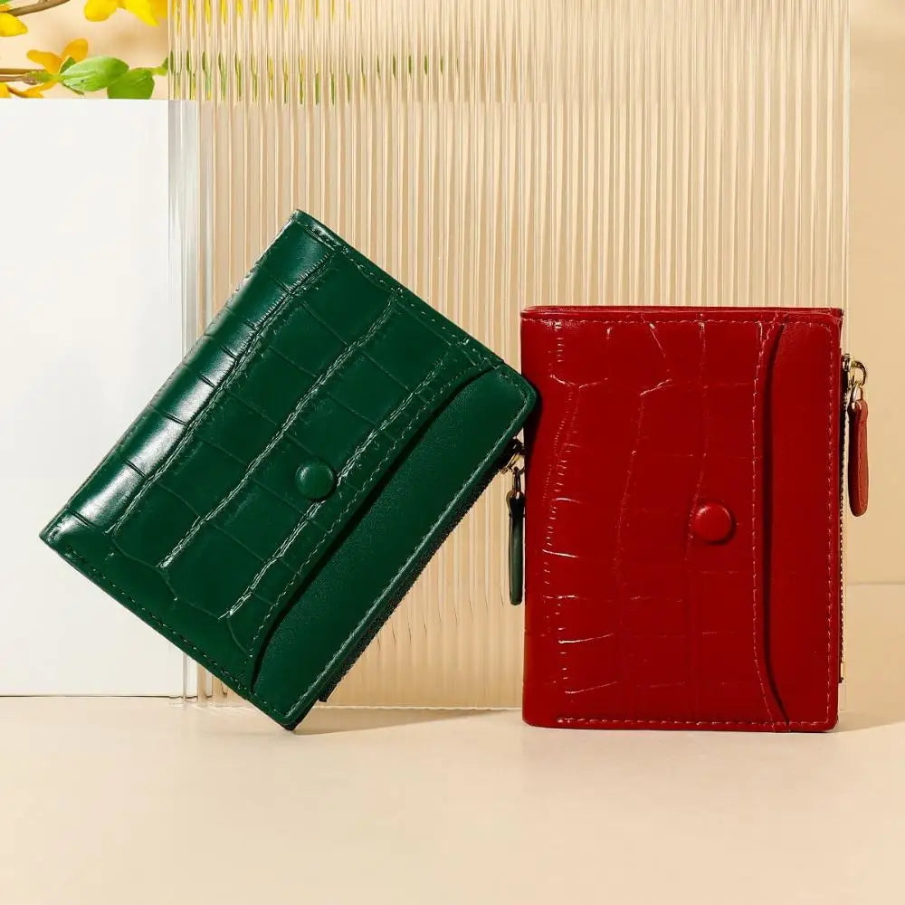 Women Purse Stone Pattern Multi-card Short Small Wallet Fashion Card Holder Ladies Zipper Buckle Coin Purse