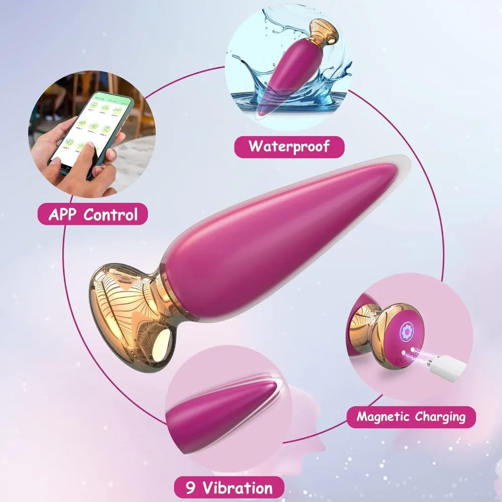 App-Controlled Rechargeable Vibrating Anal Plug – 9 Modes