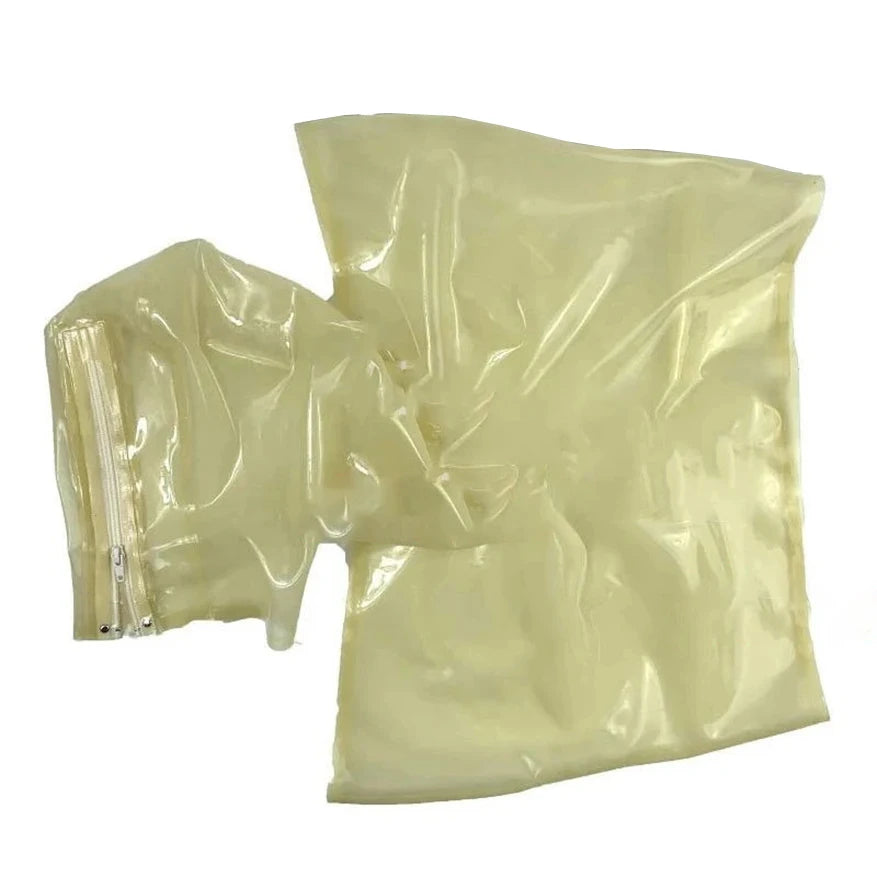Sexy Latex Women Men Transparent Clear Boxer Rubber Fetish Shorts with Mask Hood Underwear Handmade Clothing RPM143