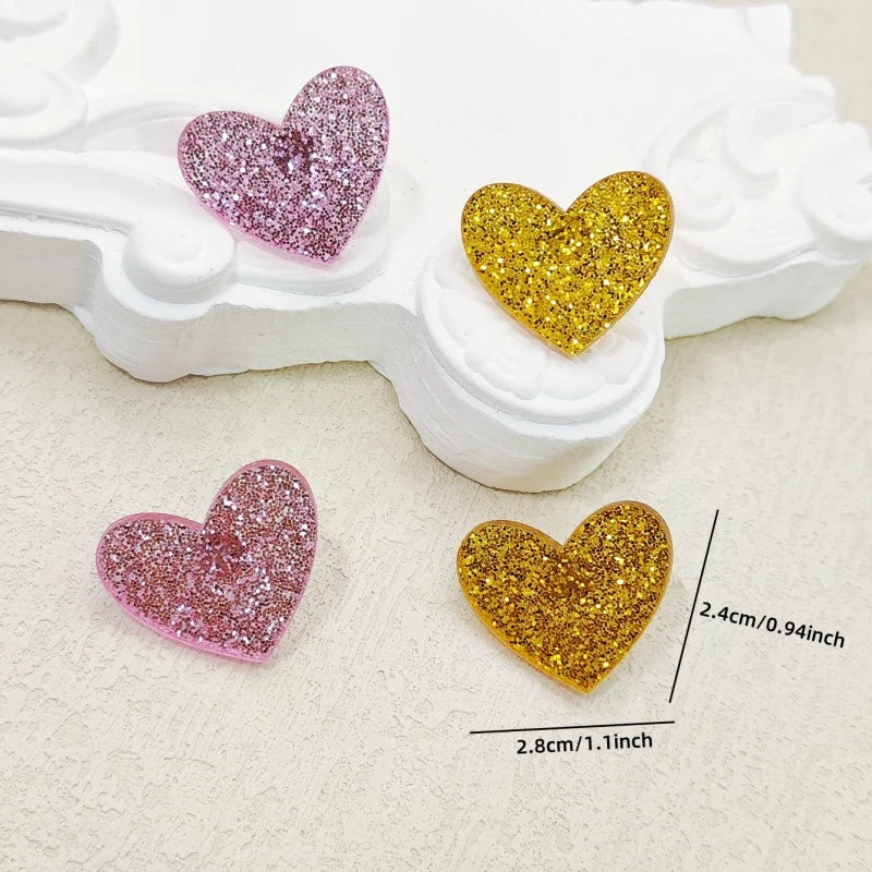 Glitter Peach Heart Acrylic Earrings
