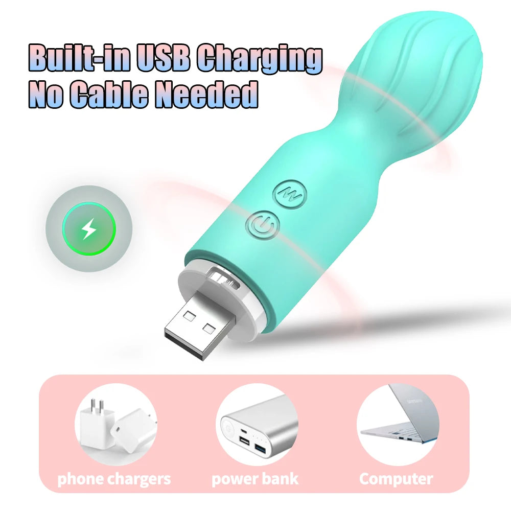 Rechargeable Mini Wand Vibrator – 10 Speeds