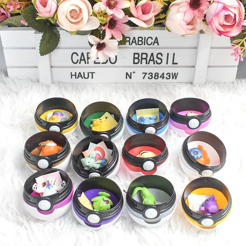 12Pcs Pokemon Figure Pokeball Toys Pikachu Charmander Anime Figure Kawaii Doll Poke Ball Collect Accessories Kids Birthday Gifts