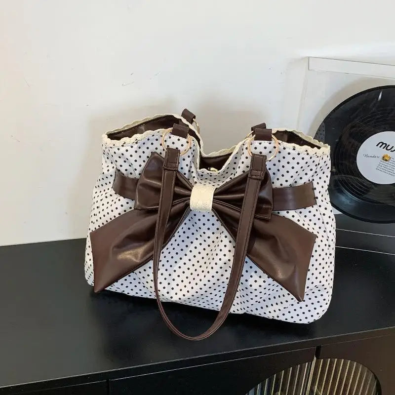 Vintage Polka Dot Bow Shoulder Bag