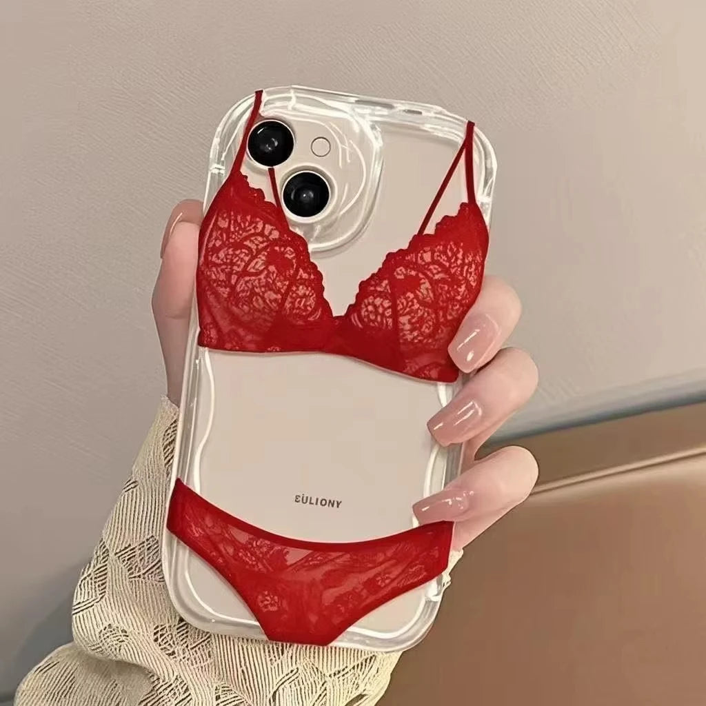Red Lace Bikini Clear Phone Case for iPhone