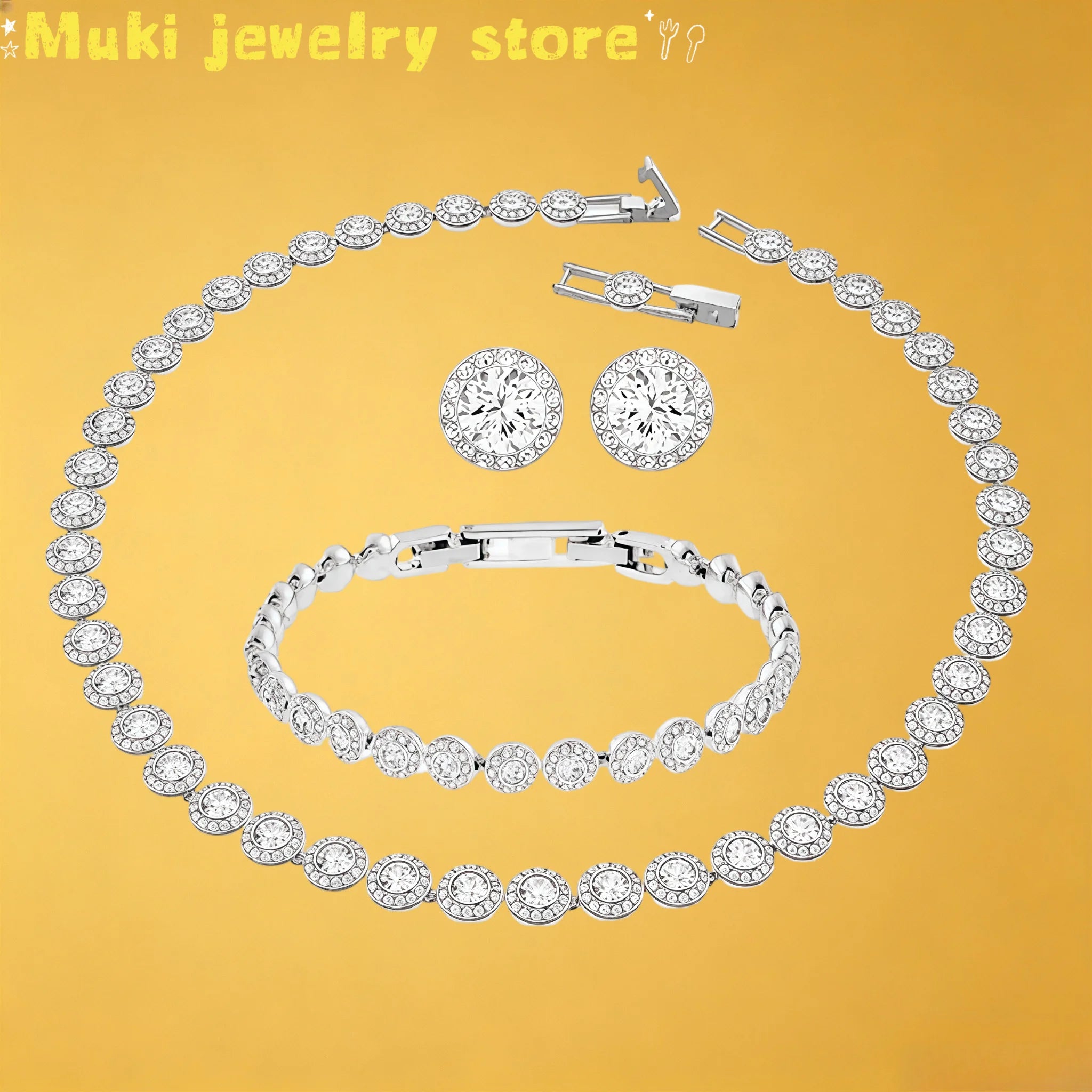 2026 Original Jewelry Round Necklace Earring Bracelet  Fashion  Chain Women Jewelry Sets Party Accessories