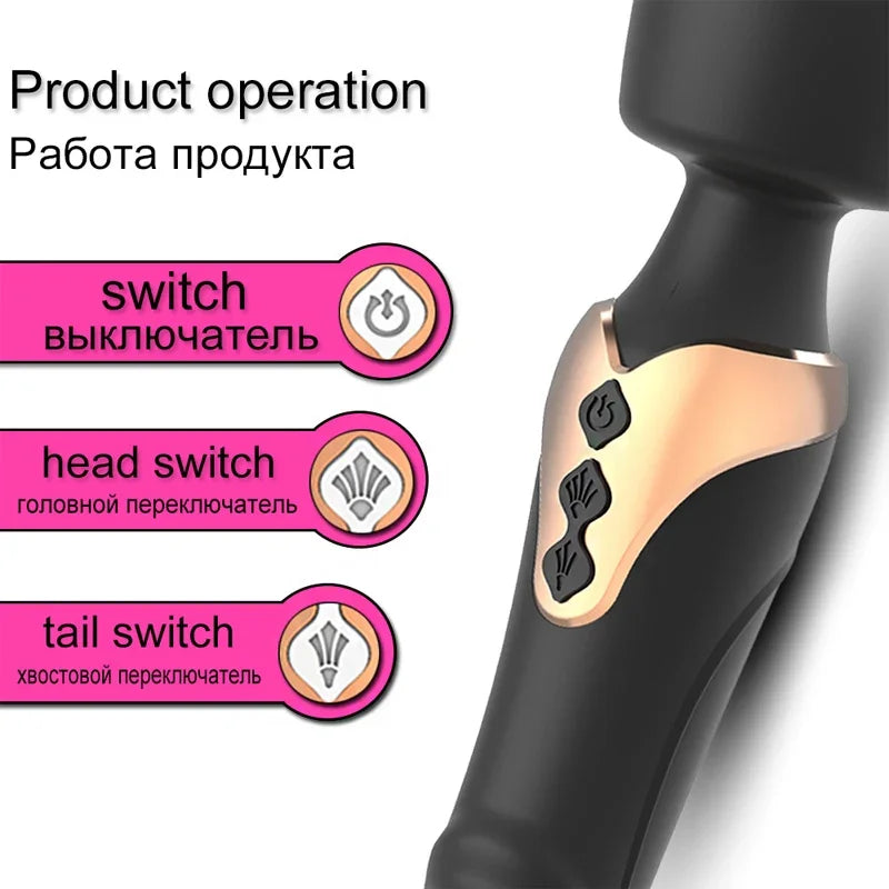 Silicone Rechargeable 10-Mode Wand Vibrator