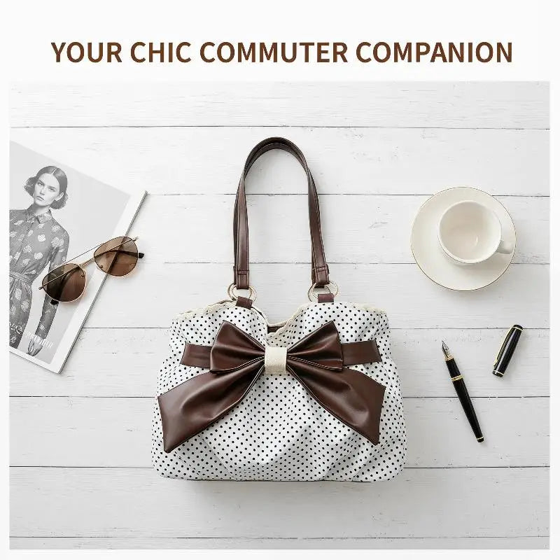 Vintage Polka Dot Bow Shoulder Bag