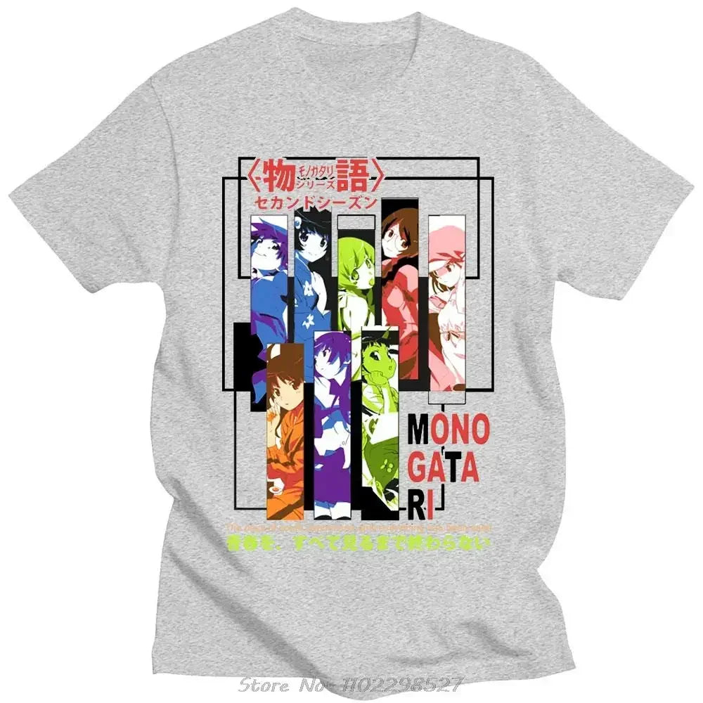 Japanese Manga Monogatari Series Graphic Print T-Shirts Man Summer Oversized Tee Shirt Casual Clothes Harajukkuu Streetweaarr