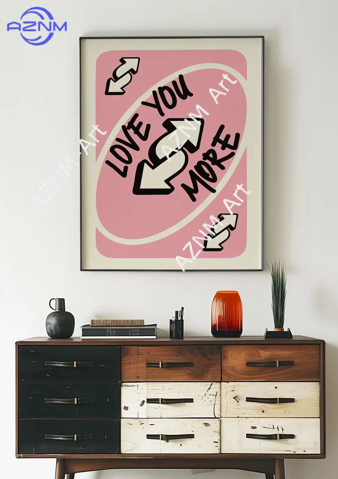 “Love You More” Pink Retro Wall Print