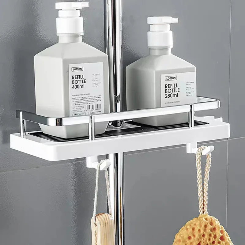No-Drill Shower Pole Storage Tray & Head Holder
