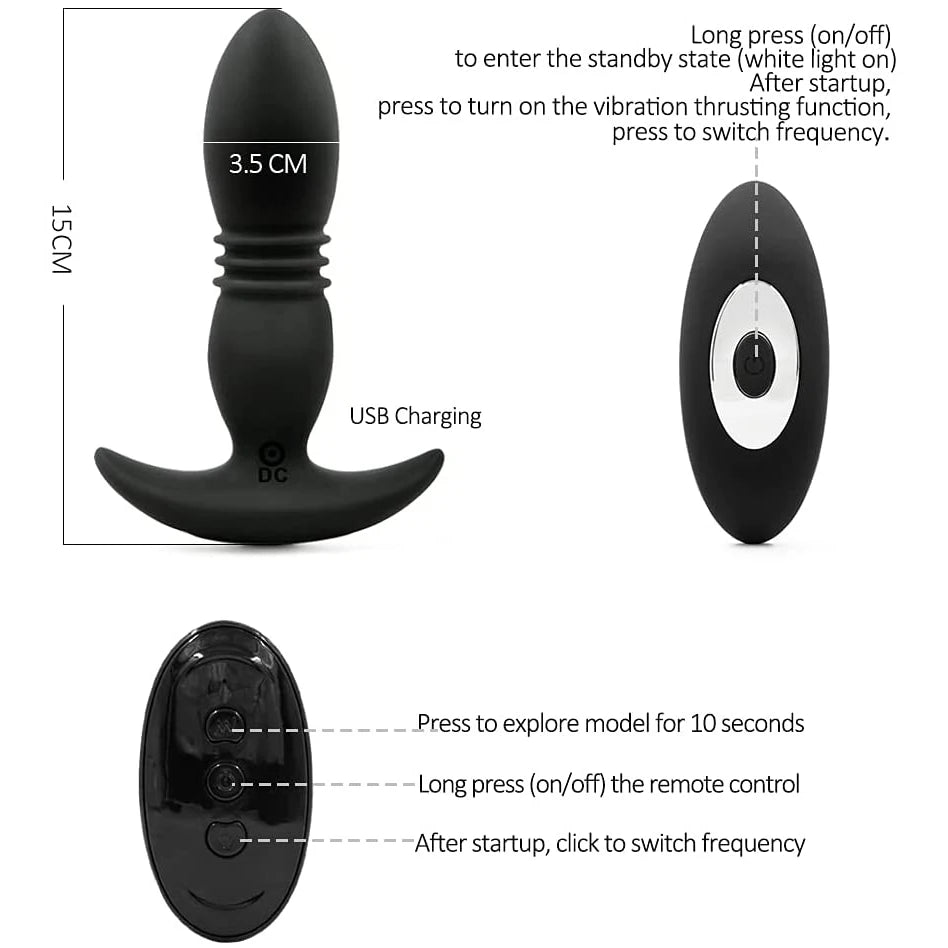 Wireless Remote Telescopic Vibrating Anal Plug