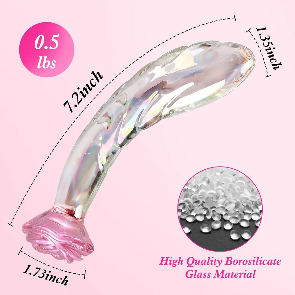 Rose Crystal Glass Anal Plug