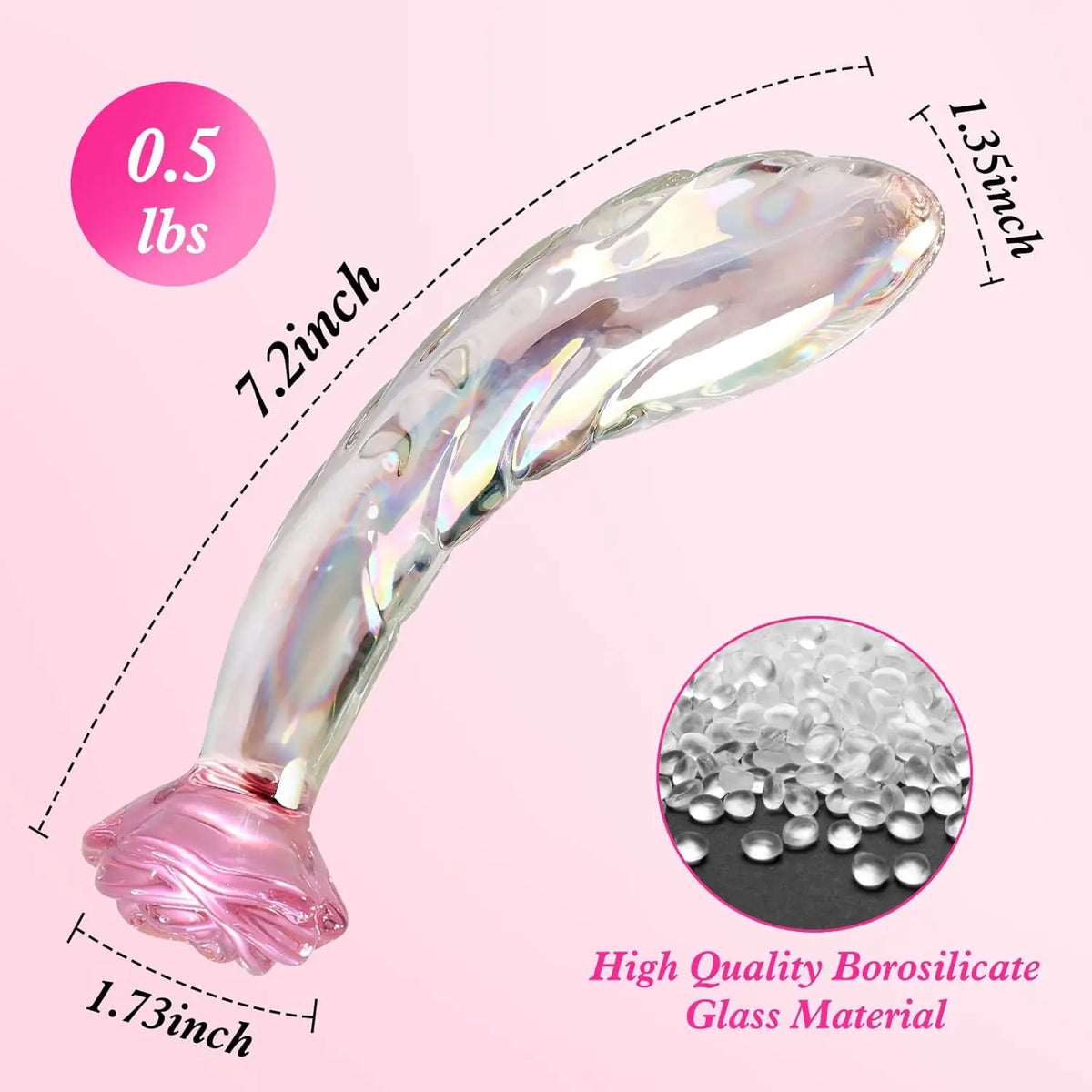 Rose Crystal Glass Anal Plug