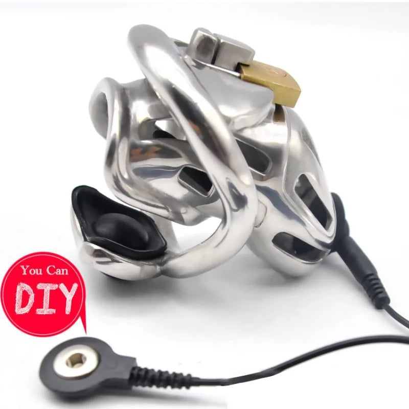 Modular Stainless Steel Electro-Stimulation Chastity Cage