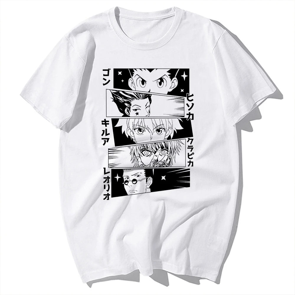 HXH Hunter Eyes GON Killua Funny Anime Tshirt Men Summer New White Casual Short Sleeve T Shirt Unisex OTAKU Streetwear Tee