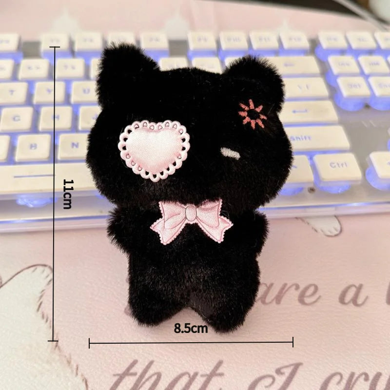Plush Black & Pink Cat Bag Charm Keychain