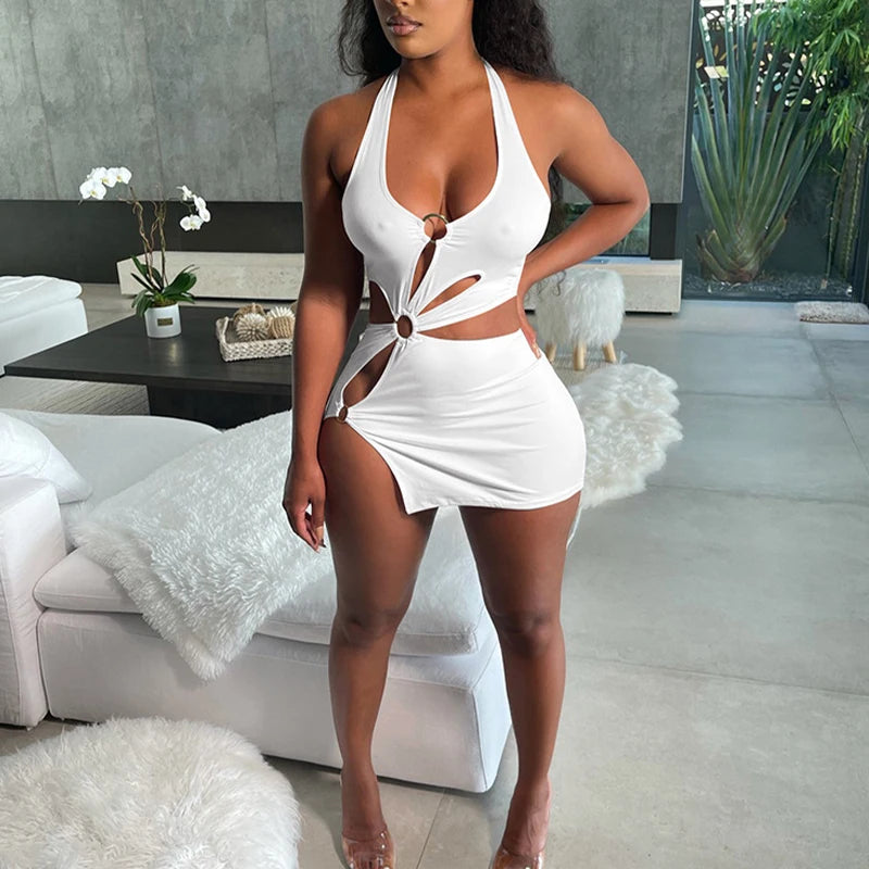 Women's Orange Cutout Bodycon Mini Dress