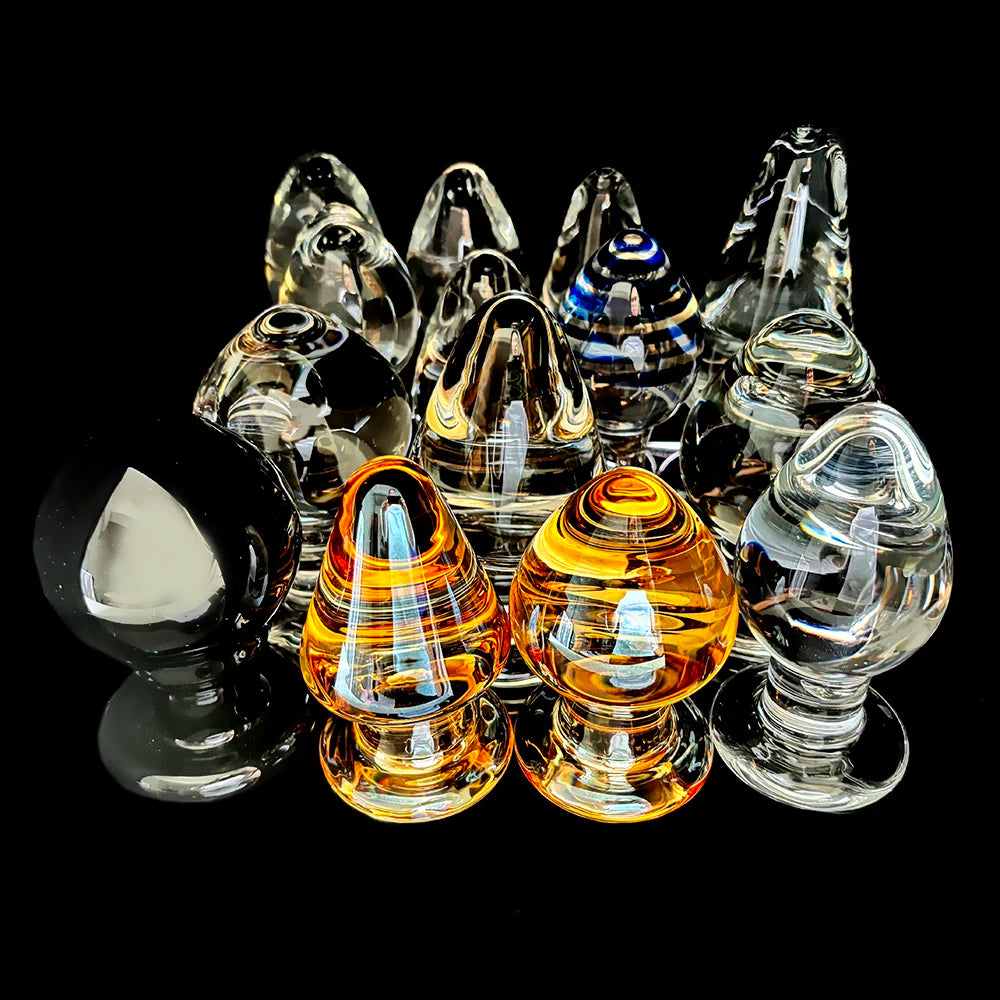 Large Golden Crystal Glass Anal Plug