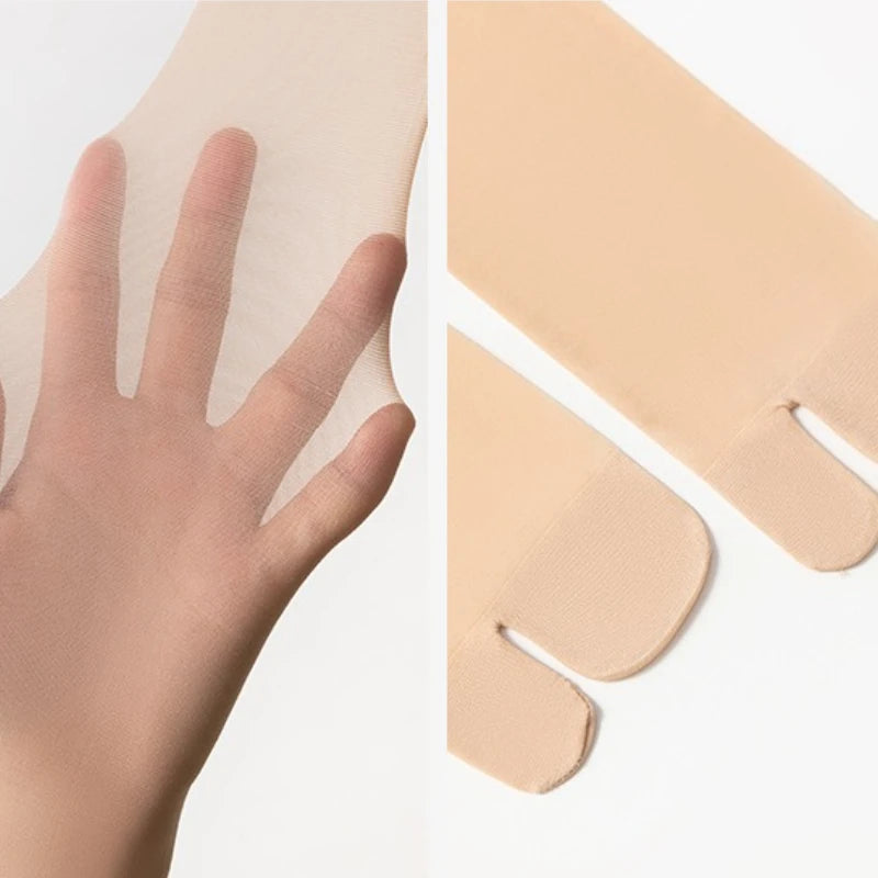 Women's Summer Ultra Thin Toe Socks Sexy Breathable Toe-separated Mid Tube Socks Solid Color Casual Transparent Tabi Silk Socks