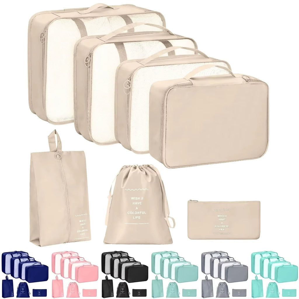 7Pcs Travel Organizer Storage Bags Wardrobe Cube Suitcase Packing Cubes Set Suitcase Packing Cubes Set Luggage Shoe Pouch