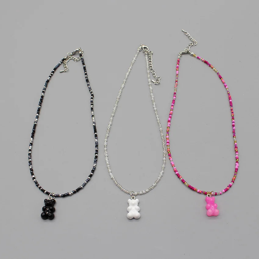 Women's Colorful Seed-Bead Gummy Choker Necklace