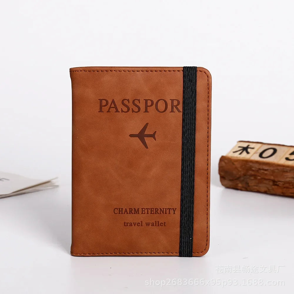 PU Leather Passport & Business Card Travel Wallet