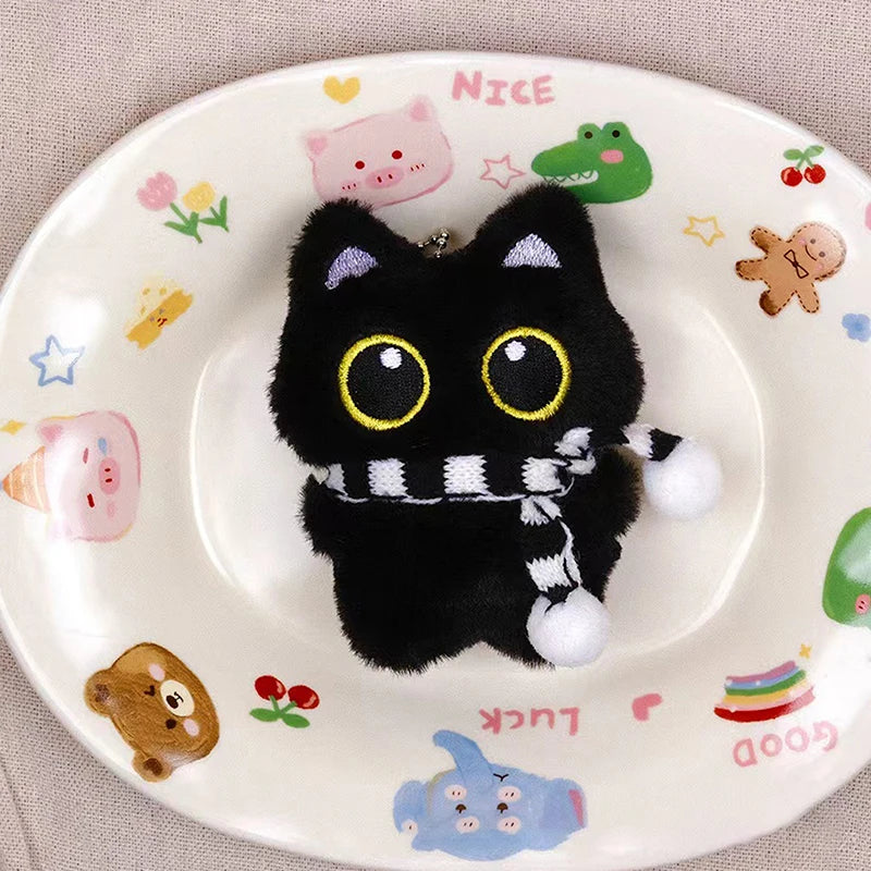 Black Cat Plush Bag Charm Keychain