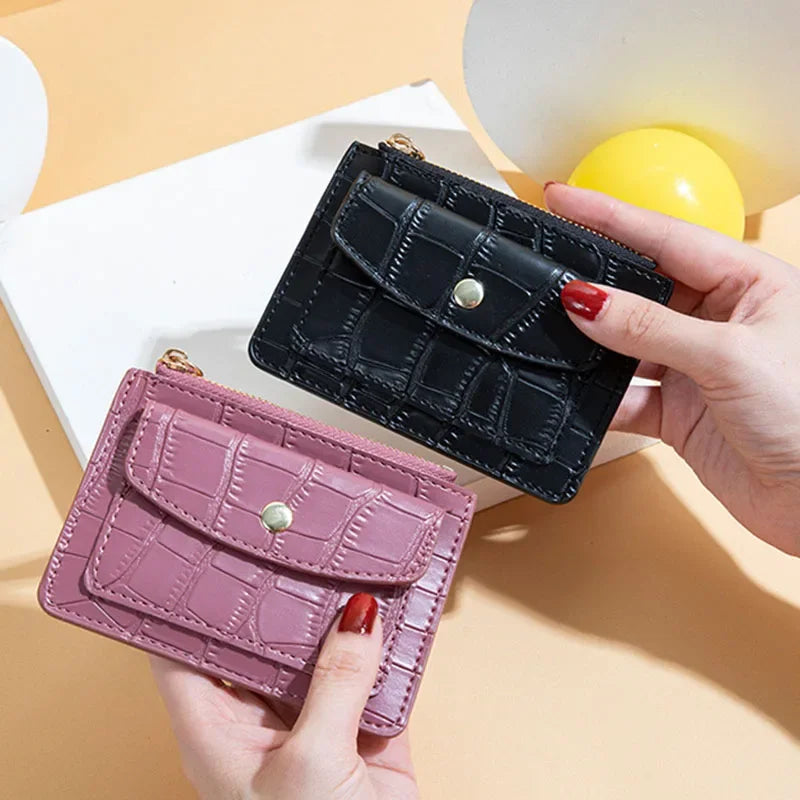 Pu Leather Mini Coin Purse for Women Stone Pattern  Girl Cute Zipper ID Bus Card Wallet Women Lady Money Wallet Key Case Bags