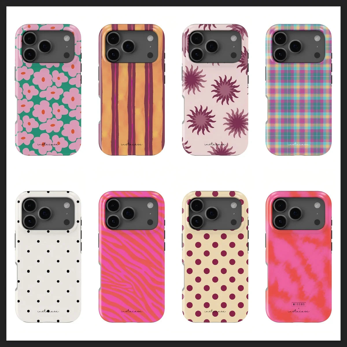 Pink Floral Sunburst Double-Layer Phone Case for iPhone