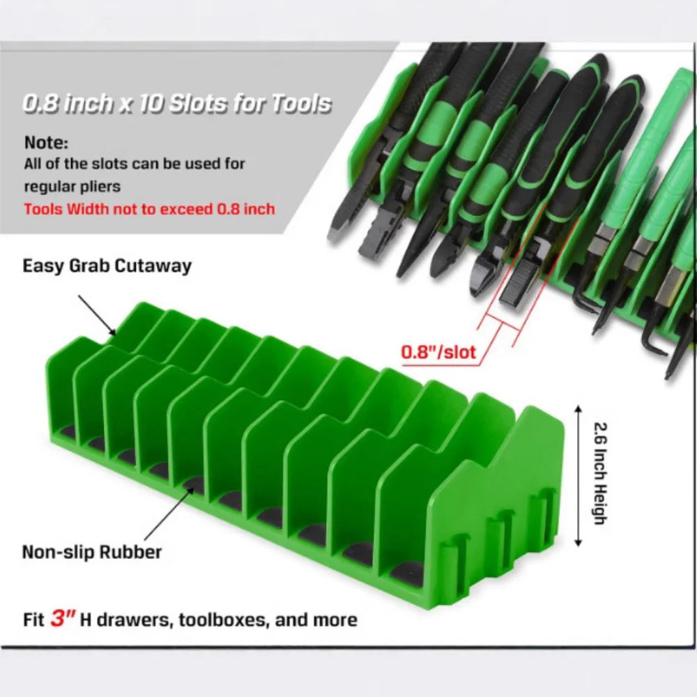 Space Saving Drawer Pliers Rack  Sturdy Tool Organizer Storage Holds Up to Ten Pliers for Toolbox