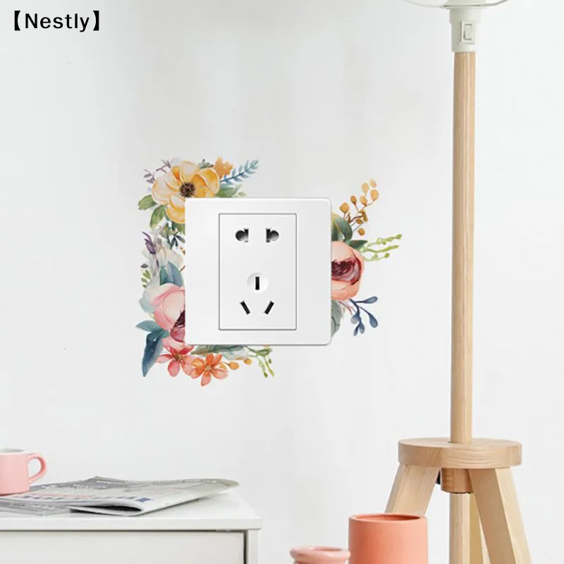 Romantic Flower Light Switch Wall Stickers