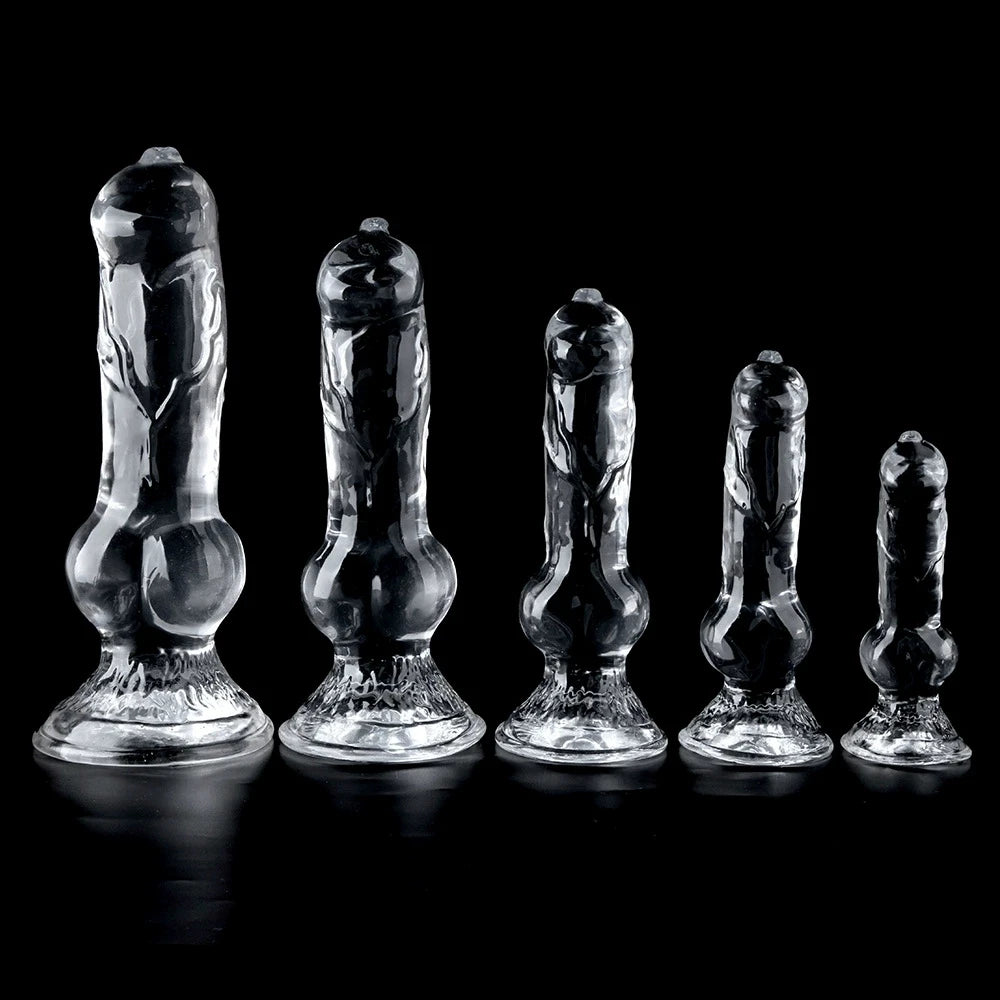 18-33cm Long Animal Dog Dildo TPE Clear Anal Plug Dog Penis Big Suction Cup Cock Vagina Masturbator Anal Sex Toys For Men Women