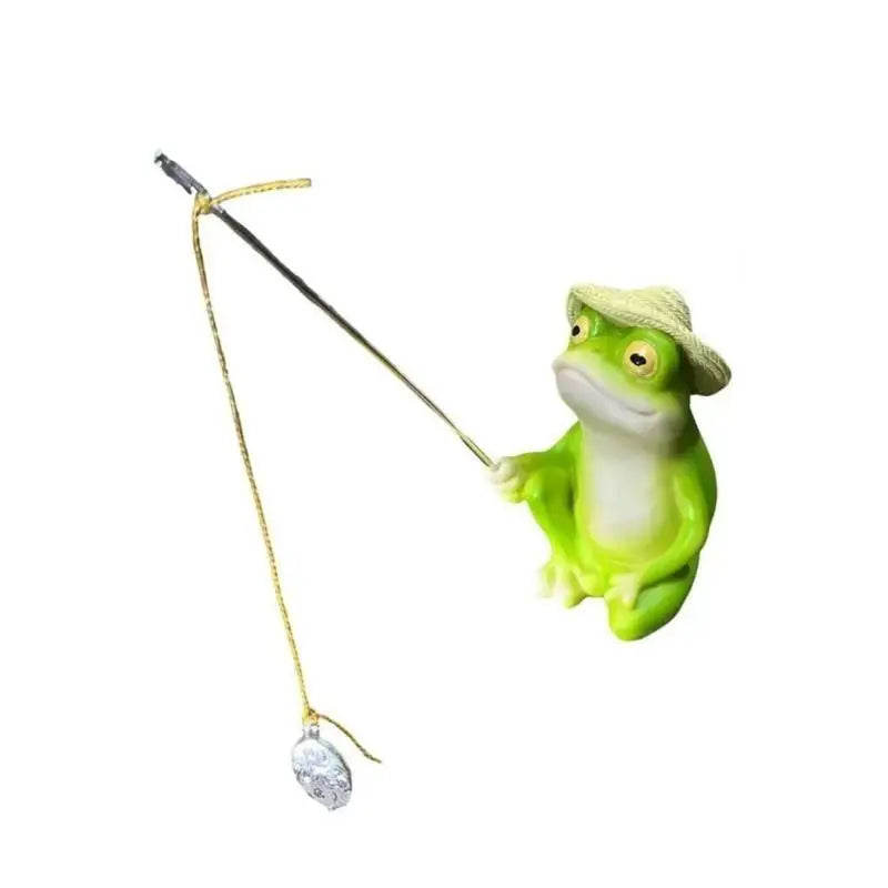 E8BD Funny Frogs Panda Fishing Figurine Resins Garden Statue for Outdoor Decoration and Landscaping Collectible Sculpture