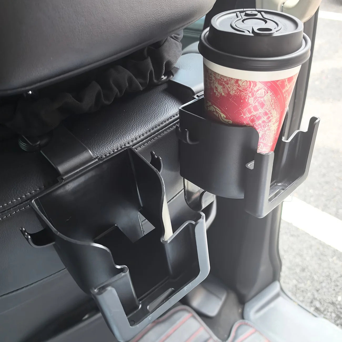 2 Pack Car Seat Back Organizer, Cup Holder & Hook, Phone Bracket, Rear Storage for Water Cup & Phone, Car Interior Accessories